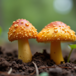 Chanterelle vraie et fausse côte à côte sur sol humide