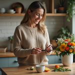 Femme d'âge moyen avec bouquet de fleurs fraîches