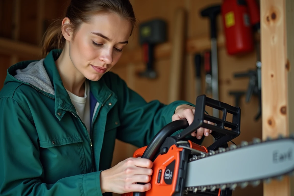 Femme inspecte la chaîne d