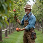 Homme d'âge moyen examine une branche de pêcheur endommagée