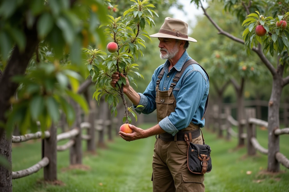 Homme d'âge moyen examine une branche de pêcheur endommagée