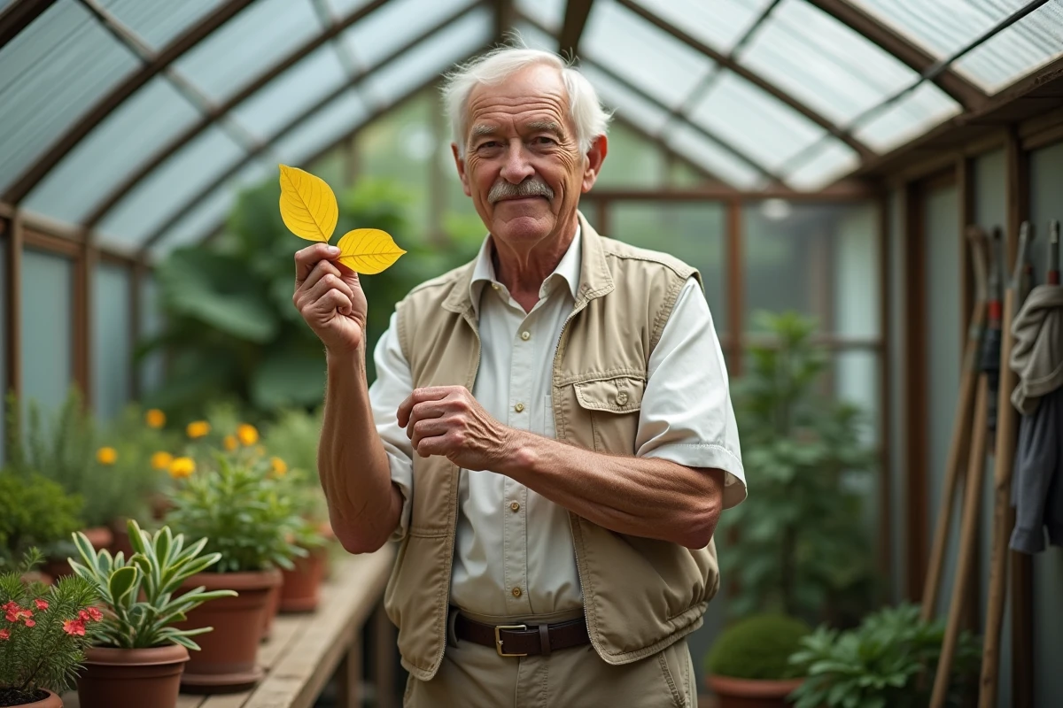 Homme âgé tenant une feuille d