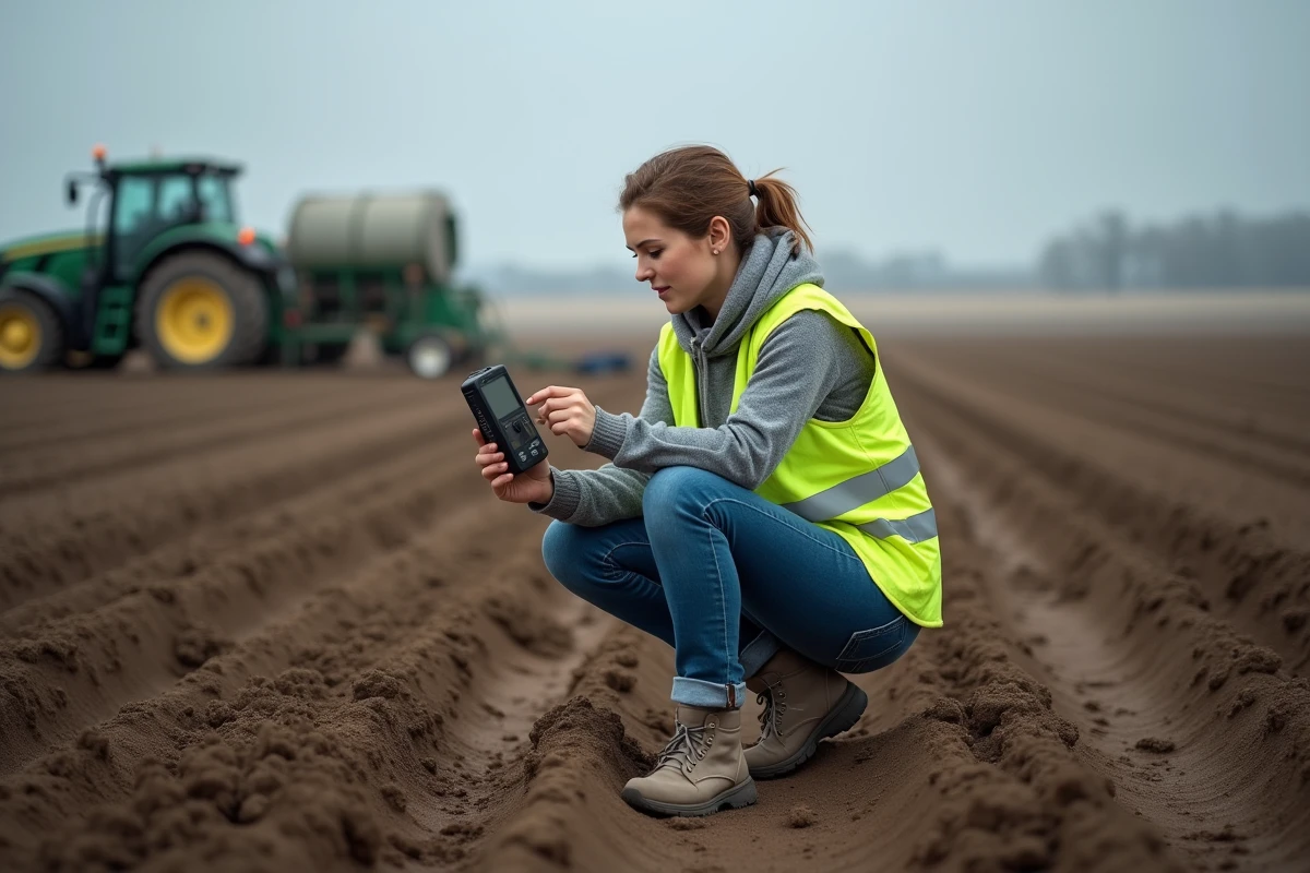Jeune agronome vérifiant l