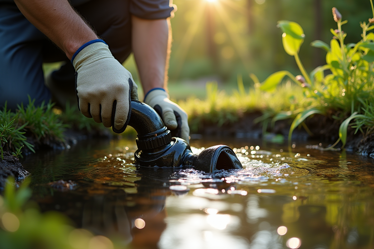 Main en gants effectuant la maintenance d